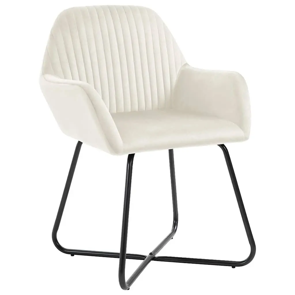 Dining Chairs Set of 2 Cream Velvet with Armrests and Backrest