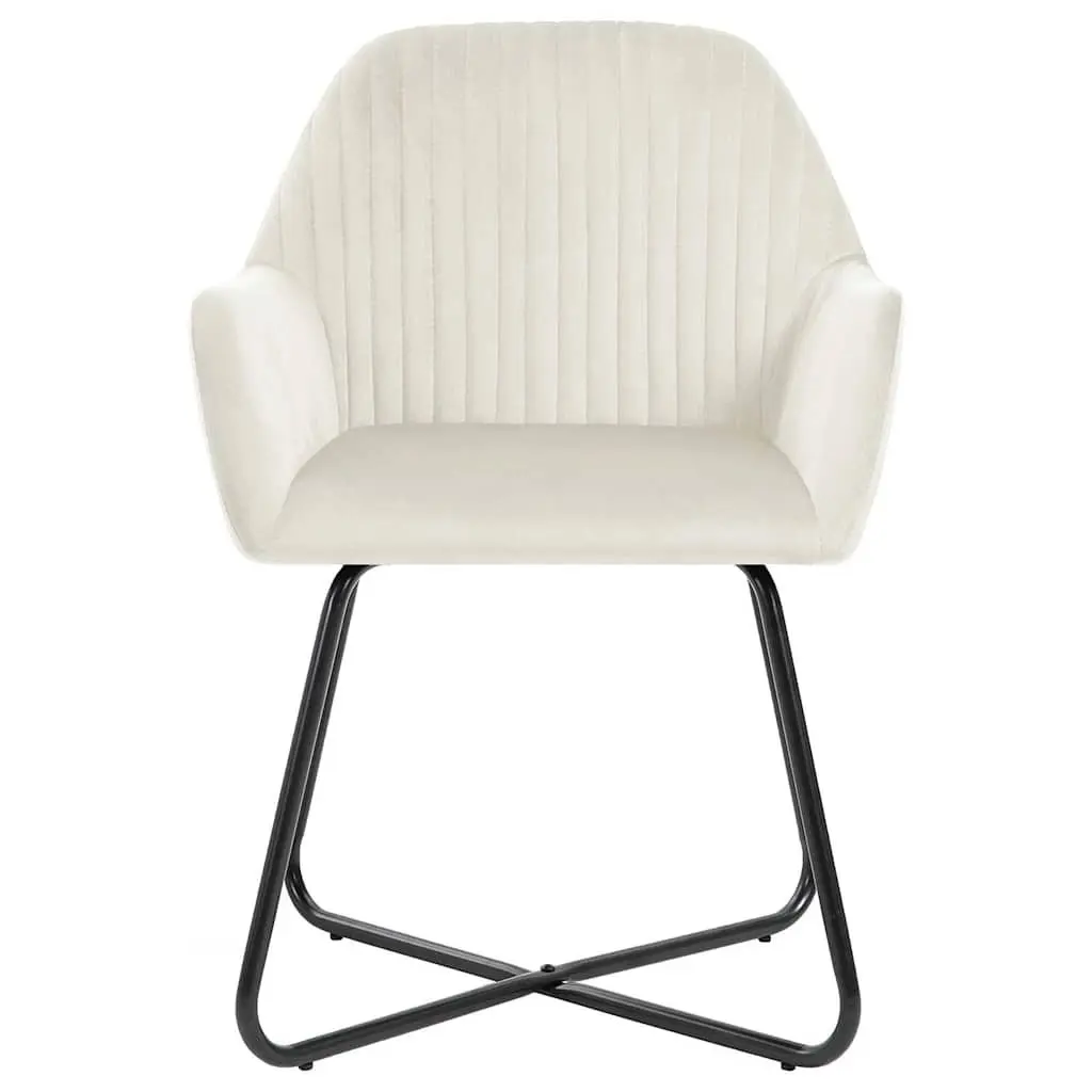 Dining Chairs Set of 2 Cream Velvet with Armrests and Backrest