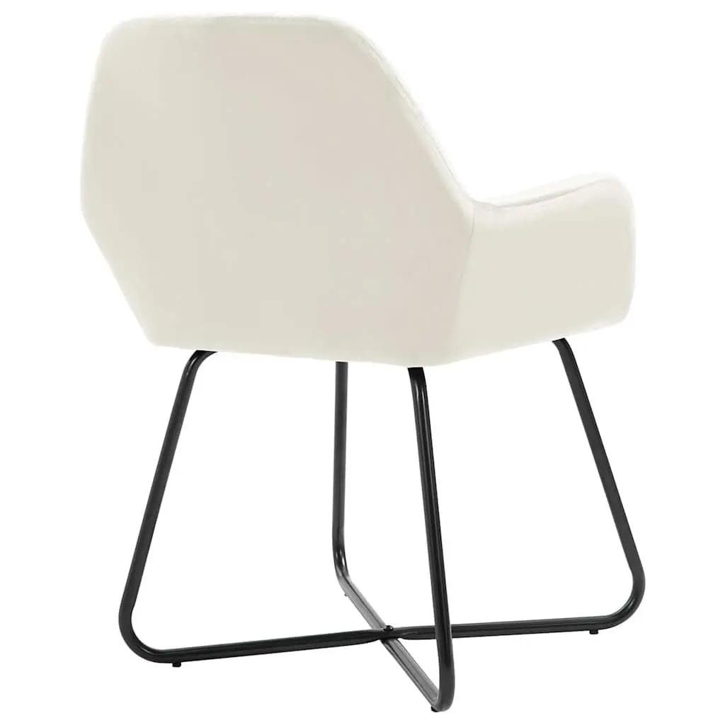 Dining Chairs Set of 2 Cream Velvet with Armrests and Backrest