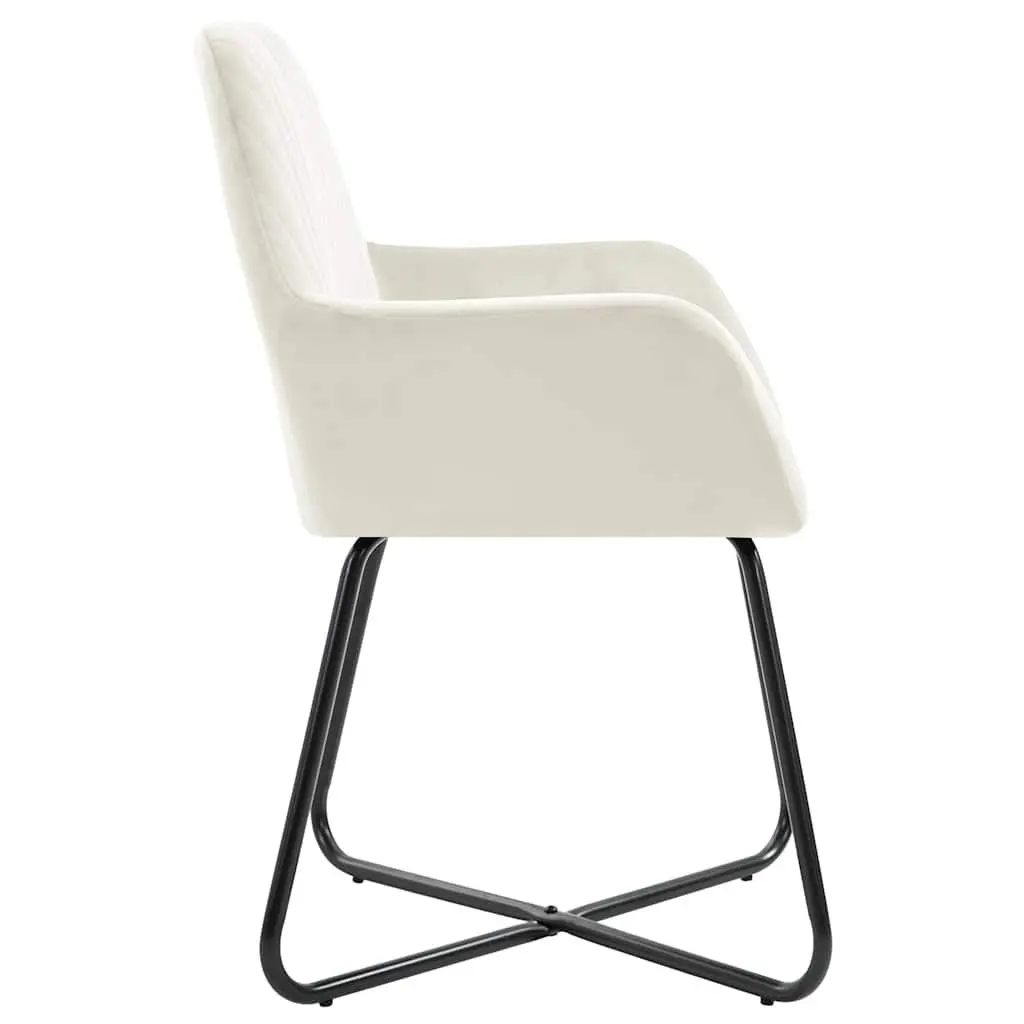 Dining Chairs Set of 2 Cream Velvet with Armrests and Backrest