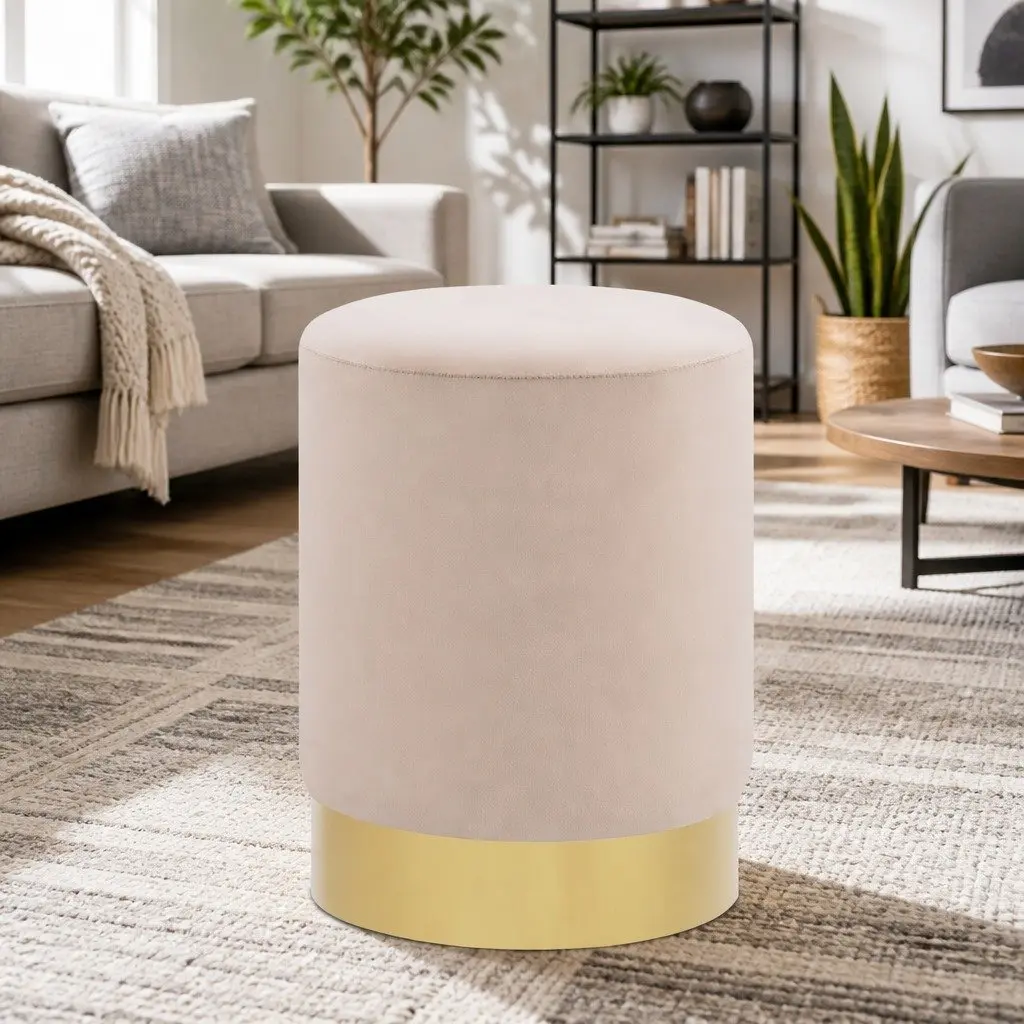 Barrel Stool with Velvet Upholstery