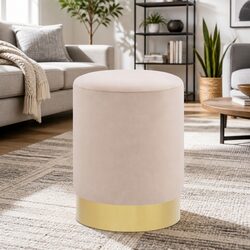 Stylish Barrel Stool with Velvet Upholstery