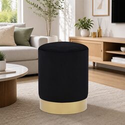 Elegant Black Velvet Barrel Stool for Modern Spaces