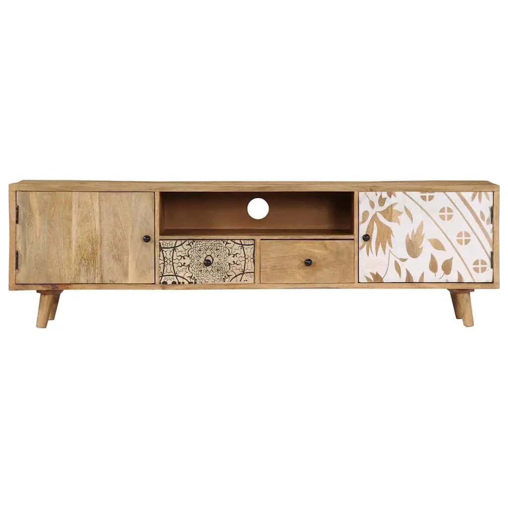Solid Mango Wood TV Cabinet 140x30x40 cm Brown Lowboard Storage Unit