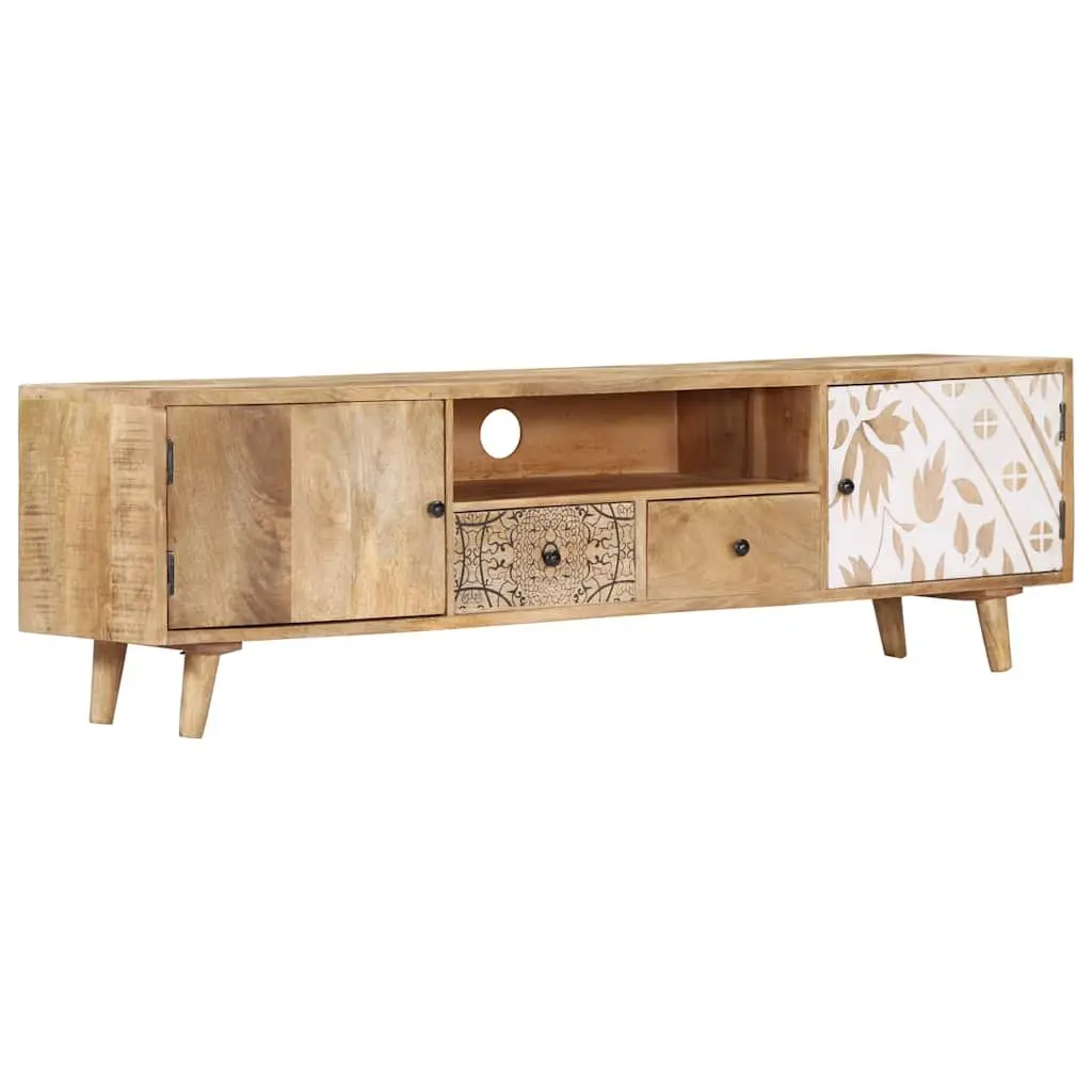 Solid Mango Wood TV Cabinet 140x30x40 cm Brown Lowboard Storage Unit