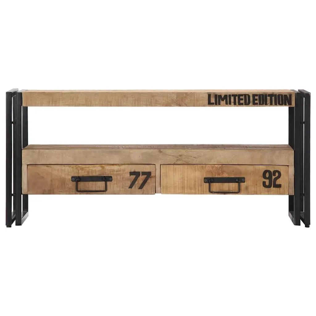 Solid Mango Wood TV Cabinet with Drawers, 100x30x45 cm