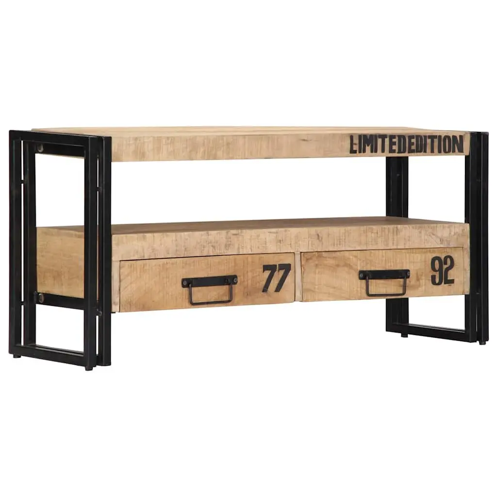 Solid Mango Wood TV Cabinet with Drawers, 100x30x45 cm