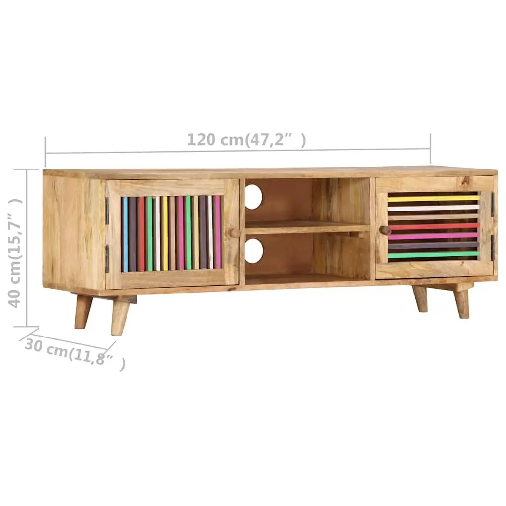 Solid Mango Wood TV Cabinet 120x30x40cm with Doors