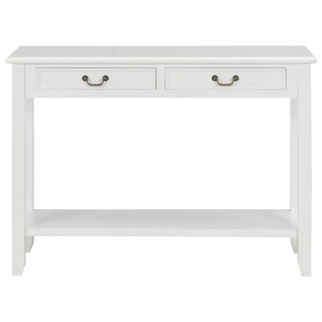 End Table White Wooden Console 110x35x80 cm with Drawers and Storage Shelf