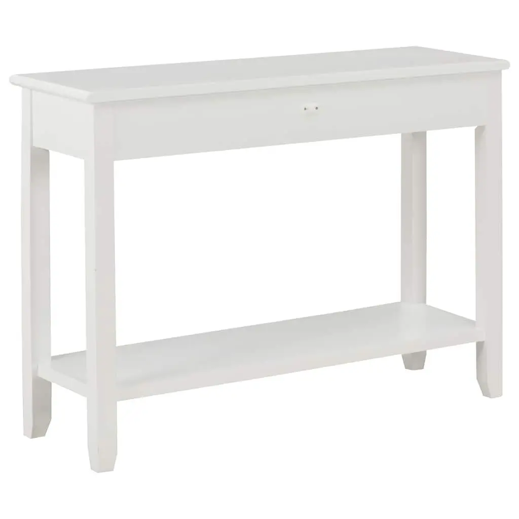End Table White Wooden Console 110x35x80 cm with Drawers and Storage Shelf