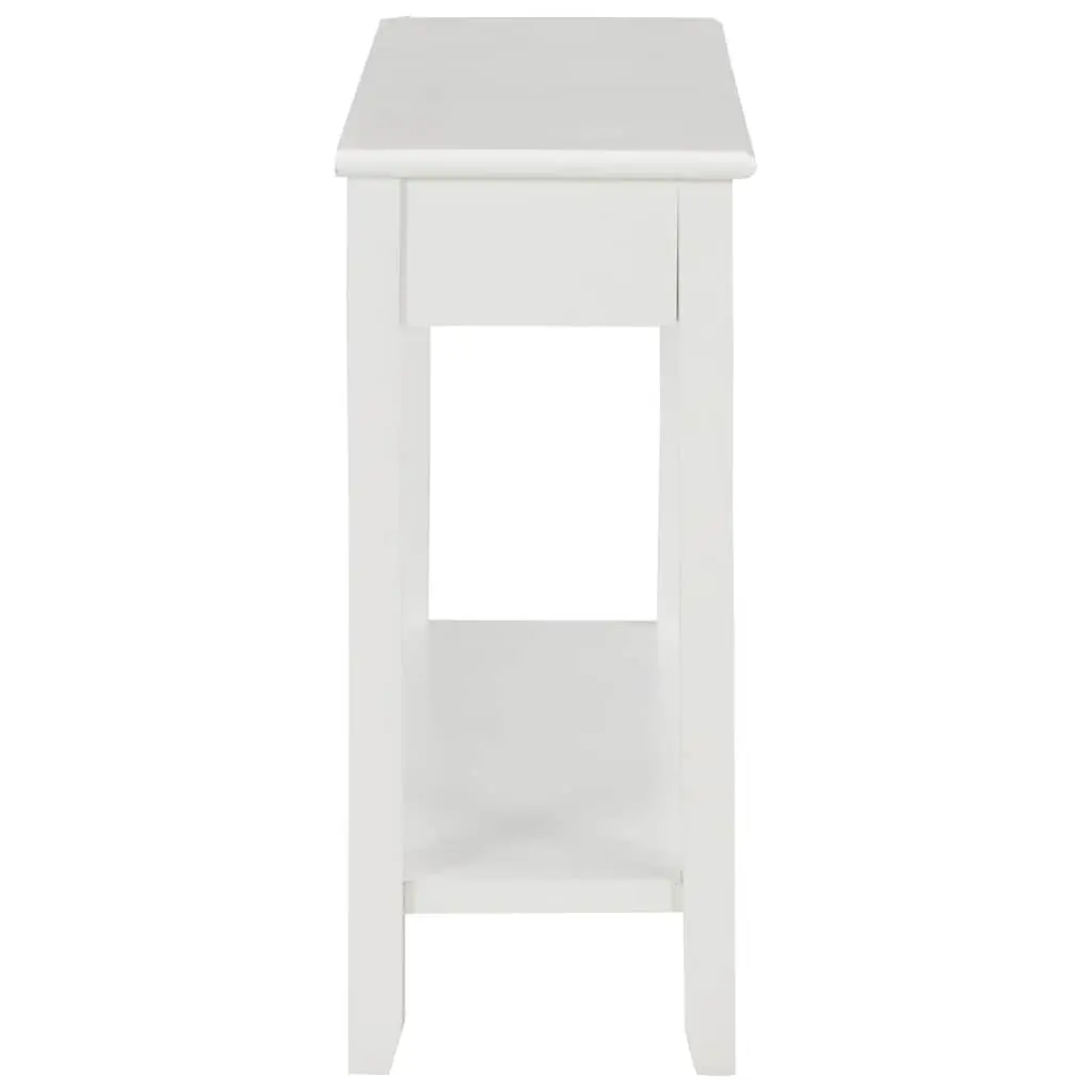 End Table White Wooden Console 110x35x80 cm with Drawers and Storage Shelf