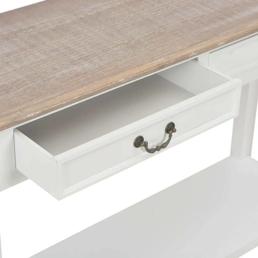 Console Table MDF Solid Pine Wood 110x35x80 cm White