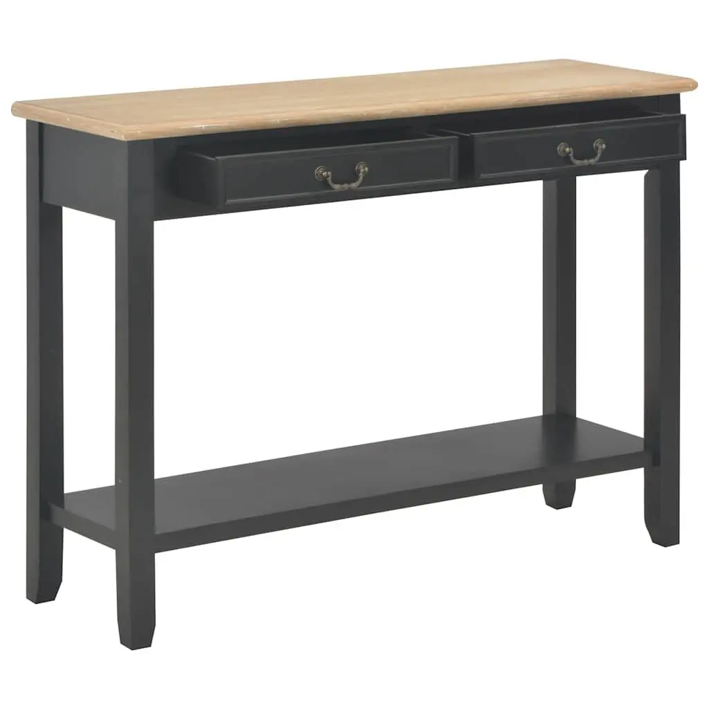 Black Console Table with Drawers and Shelf