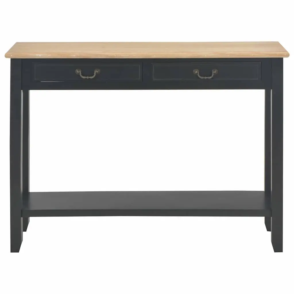 Black Console Table with Drawers and Shelf