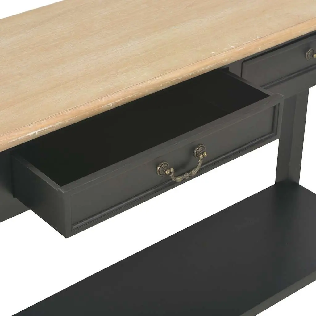 Black Console Table with Drawers and Shelf