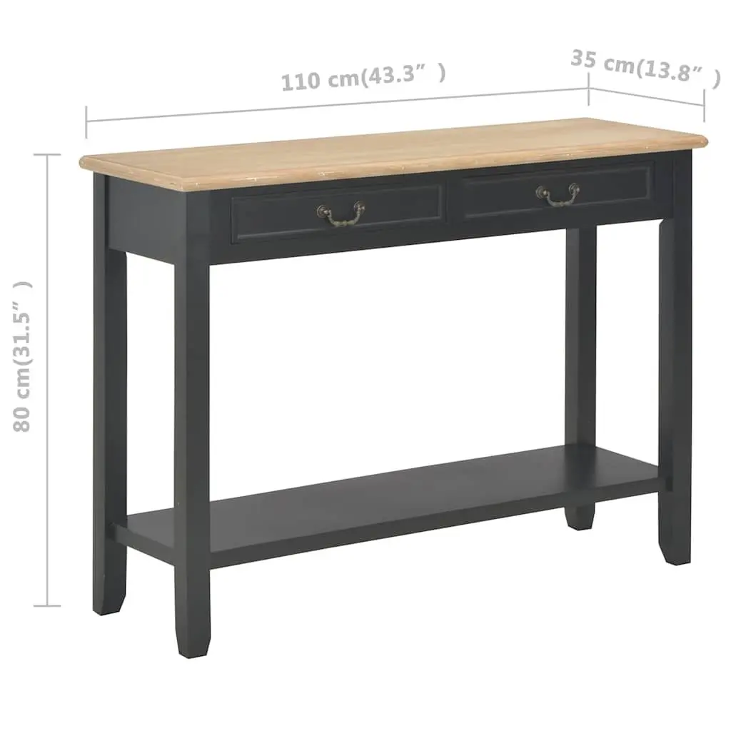 Black Console Table with Drawers and Shelf