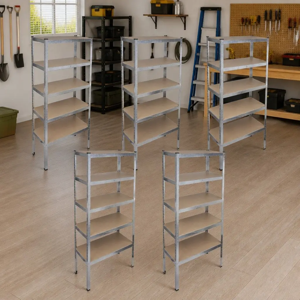 Industrial Brown 5-Piece Storage Rack Set