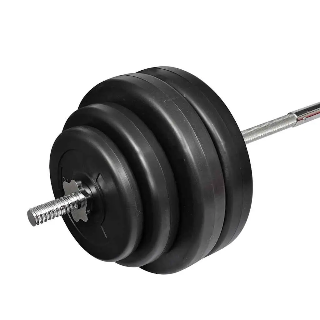Folding Weight Bench White Adjustable Padded Backrest Dumbbell and Barbell Set Home Gym Equipment
