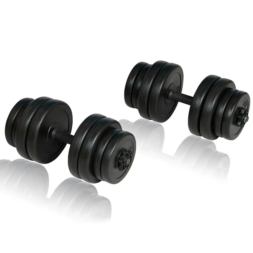 Folding Weight Bench White Adjustable Padded Backrest Dumbbell and Barbell Set Home Gym Equipment