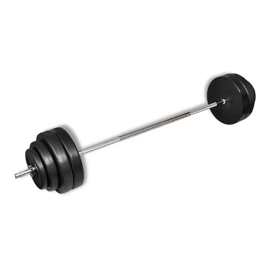 Folding Weight Bench White Adjustable Padded Backrest Dumbbell and Barbell Set Home Gym Equipment