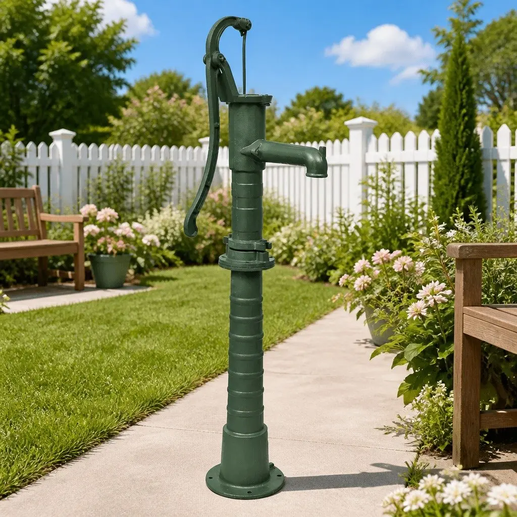 Hand Water Pump Cast Iron Green 8M Deep