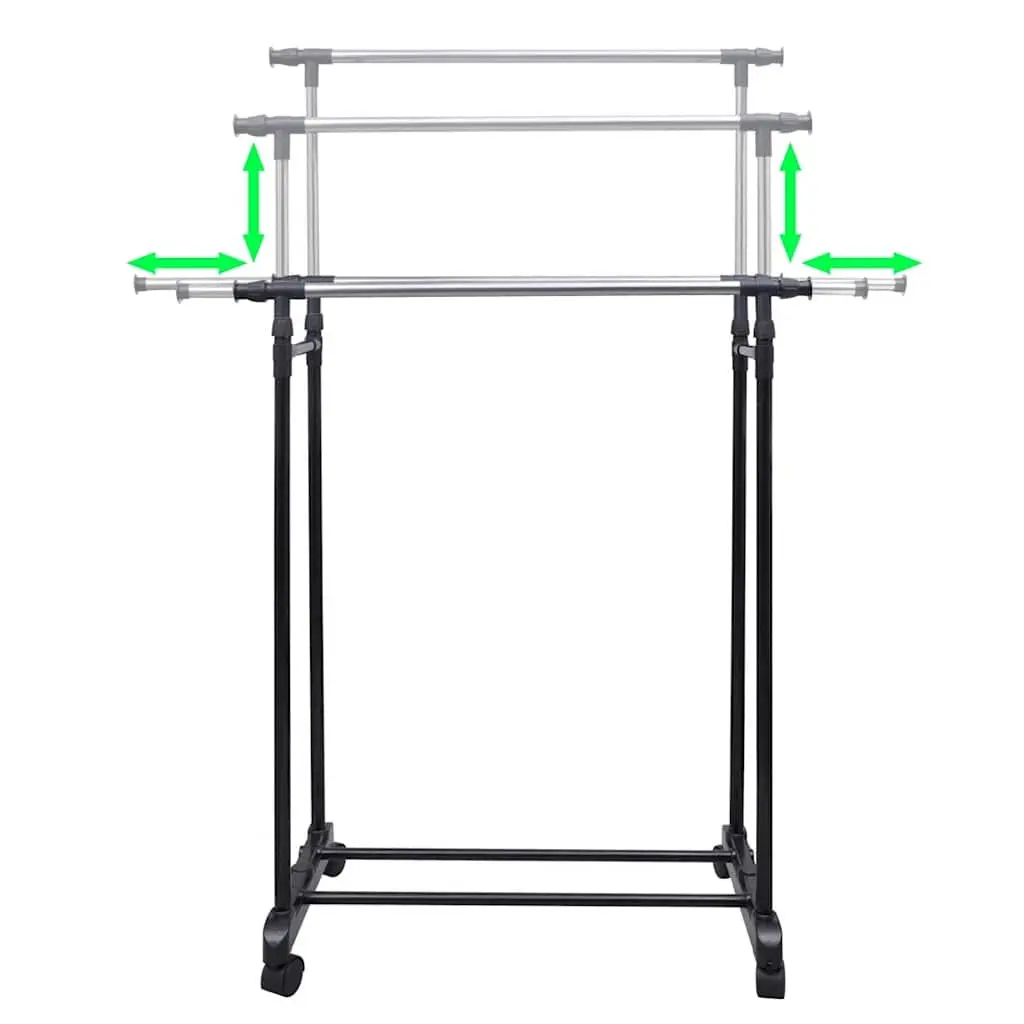 Adjustable Clothes Rack with 2 Hanging Rails Set
