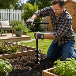 Ground Drill 100mm with Handle and 8 Extension Tubes 9m Steel Auger Soil