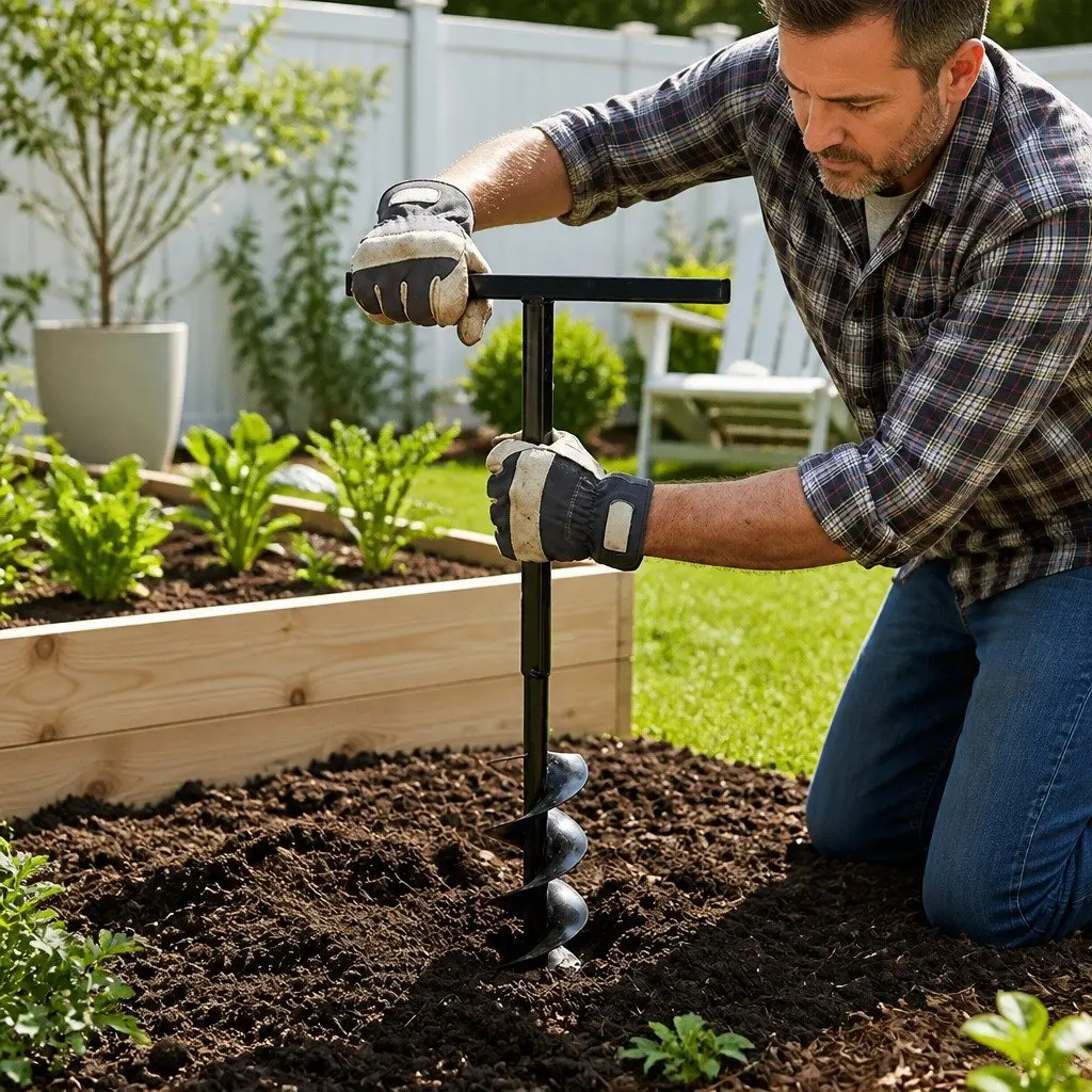 100mm Ground Drill Auger with Handle Extension Tubes