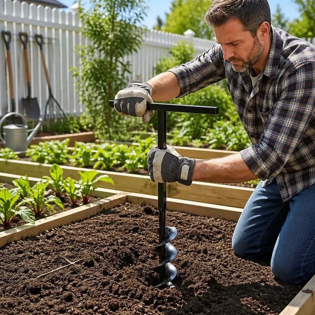 200mm Steel Ground Drill with Handle and Extension Tubes