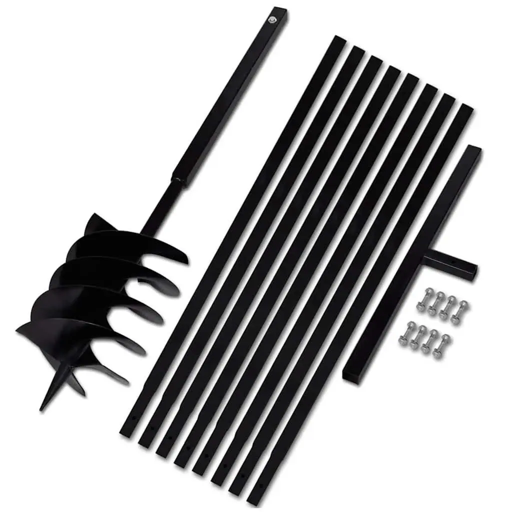 Ground Drill Steel 200mm Auger with Handle and 8 Extension Tubes