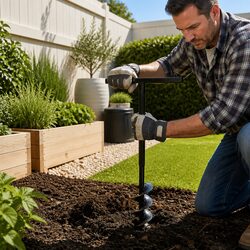 Ground Drill 80mm with Handle and 9m Extension Tubes Steel Auger Gardening