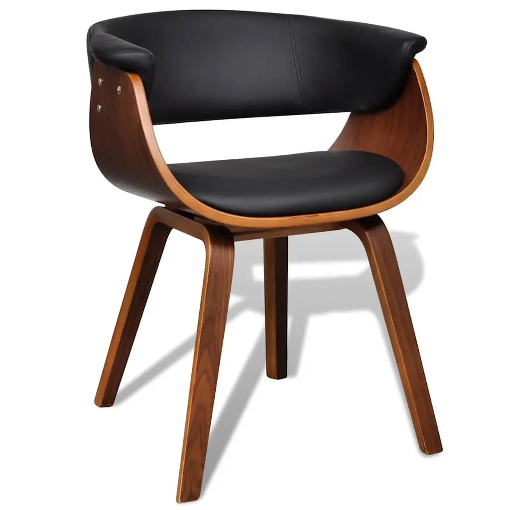 Dining Chairs Faux Leather Black 2 Piece Bent Wood Frame