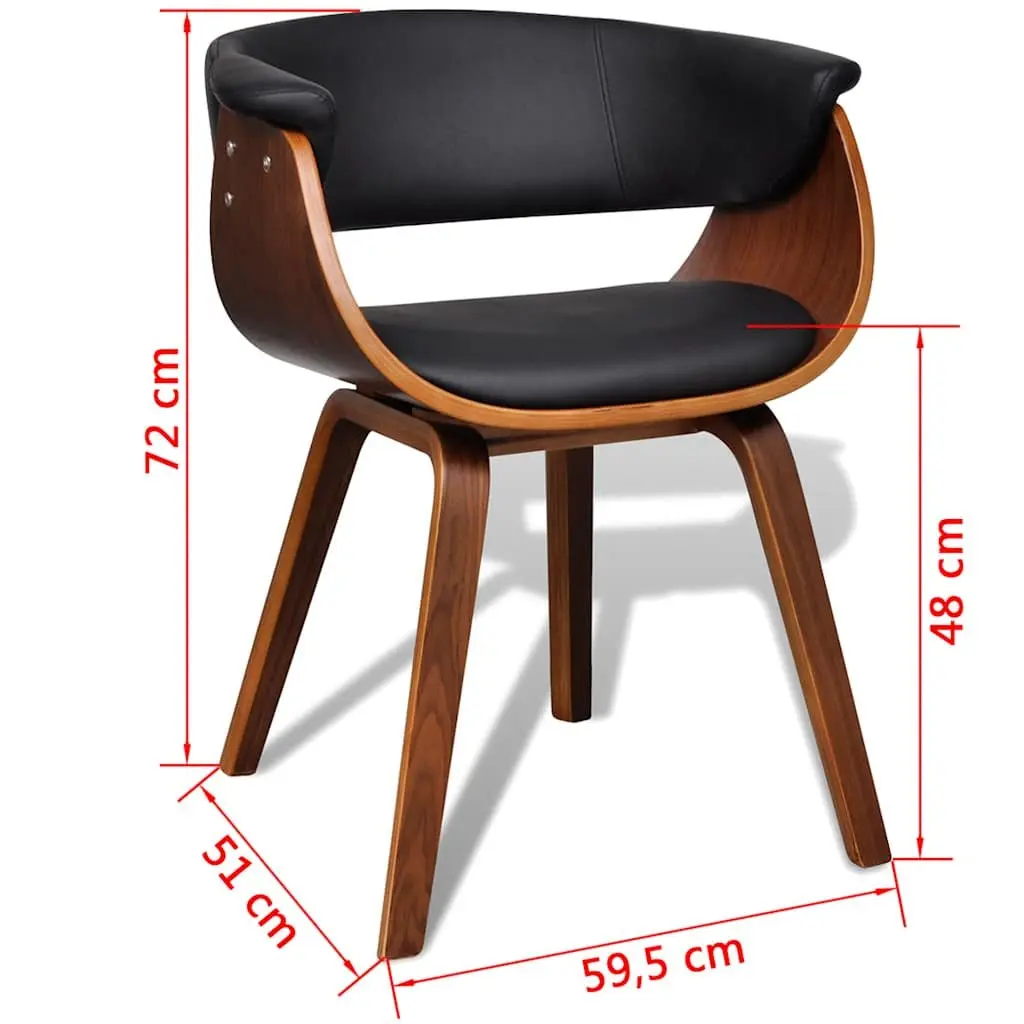 Dining Chairs Faux Leather Black 2 Piece Bent Wood Frame