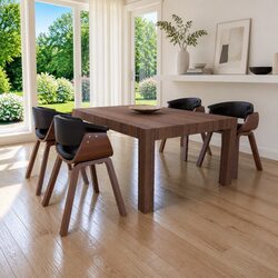 Set of 4 Stylish Bent Wood Dining Chairs with Faux Leather