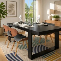 Set of 4 Black Dining Chairs with Bent Wood Frame