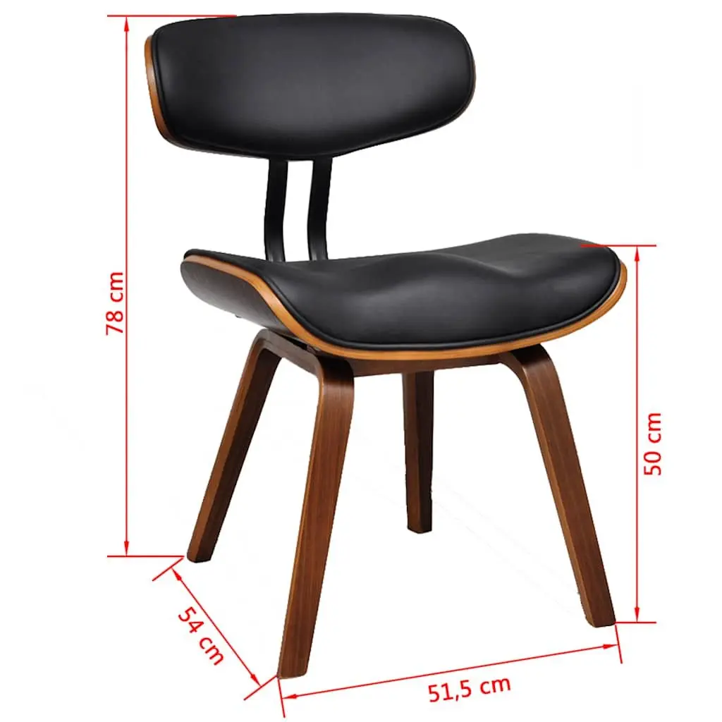 Dining Chairs Faux Leather Seat Bent Wood Frame Black 4 Piece