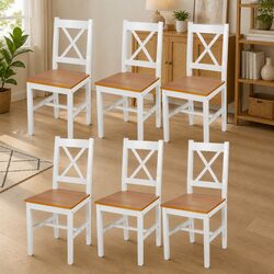Set of 6 Elegant White Dining Chairs for Kitchen