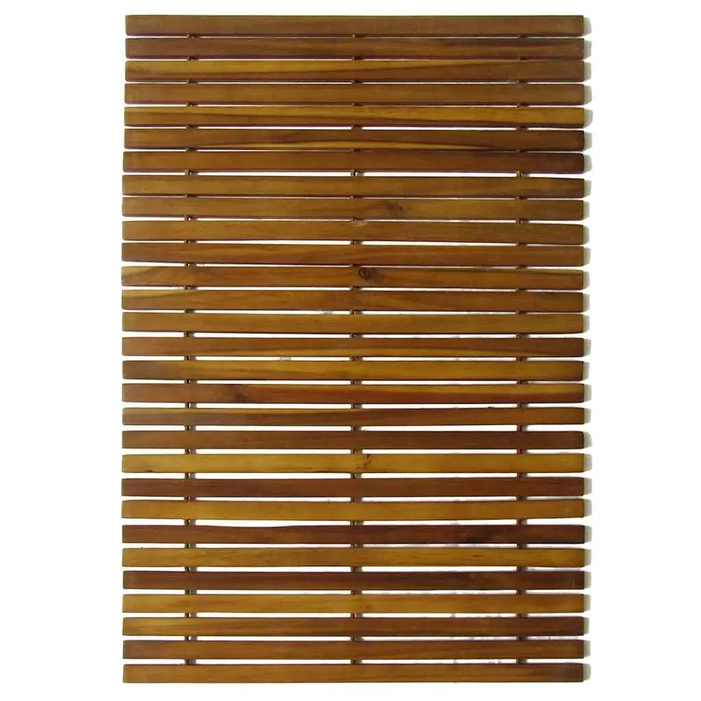 Wooden Bath Mat Set Acacia Wood 80 x 50 cm Brown 2 Piece