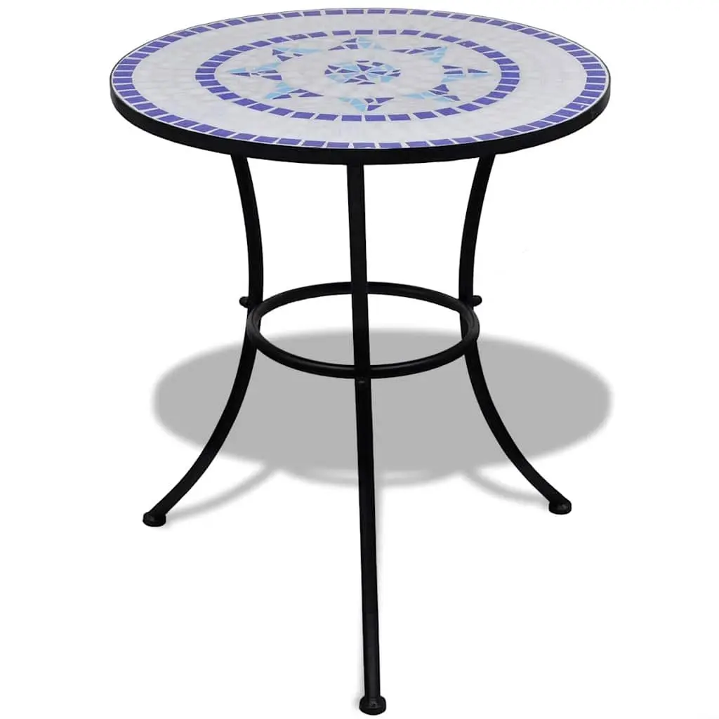 Bistro Set Ceramic Tile Blue White 3 Piece Outdoor Patio Garden Furniture Chairs