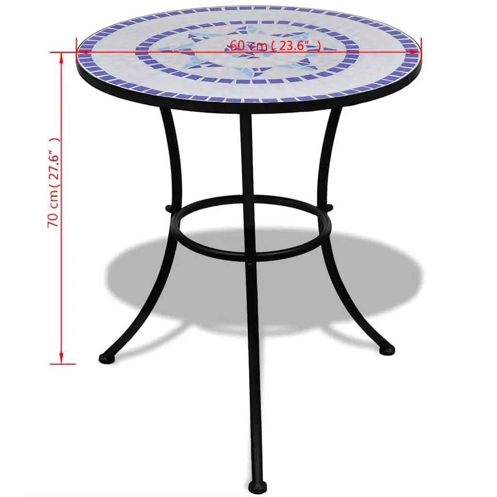 Bistro Set Ceramic Tile Blue White 3 Piece Outdoor Patio Garden Furniture Chairs