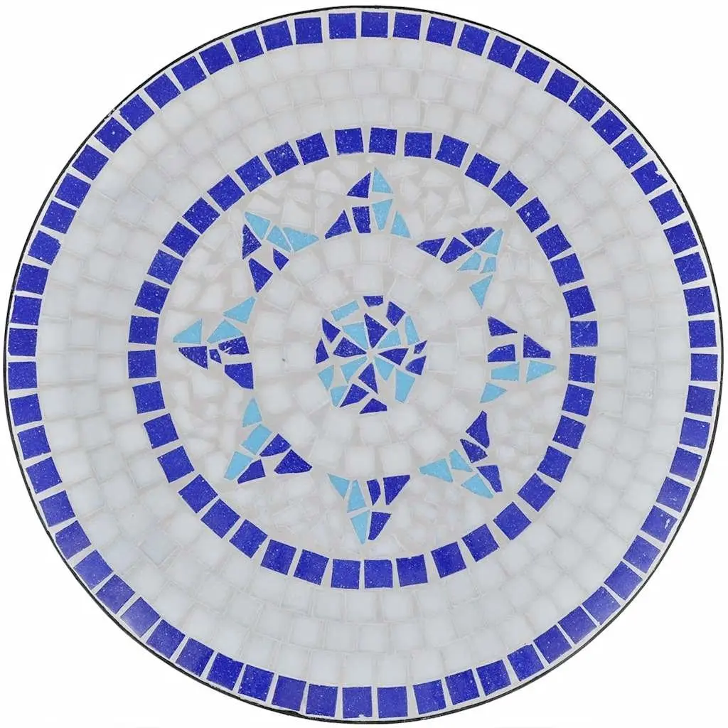Bistro Set Ceramic Tile Blue White 3 Piece Outdoor Patio Garden Furniture Chairs