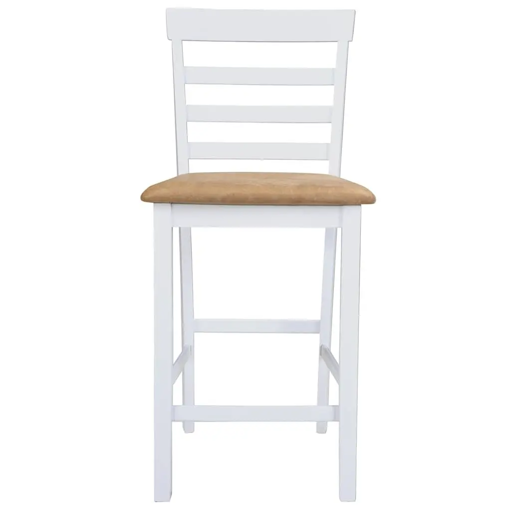 White Wooden Bar Table with 4 Bar Stools