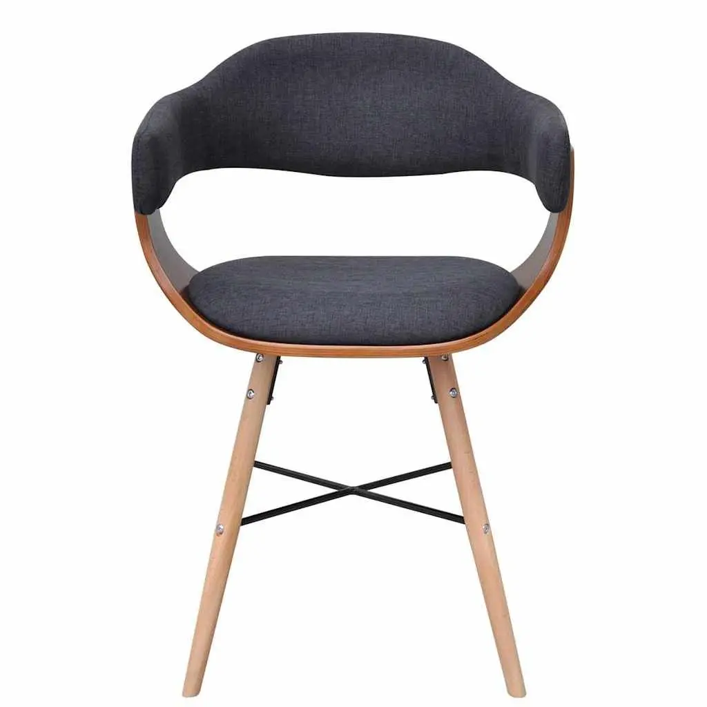 Dining Chairs Fabric Grey 4 Piece Set Bent Wood Armrest