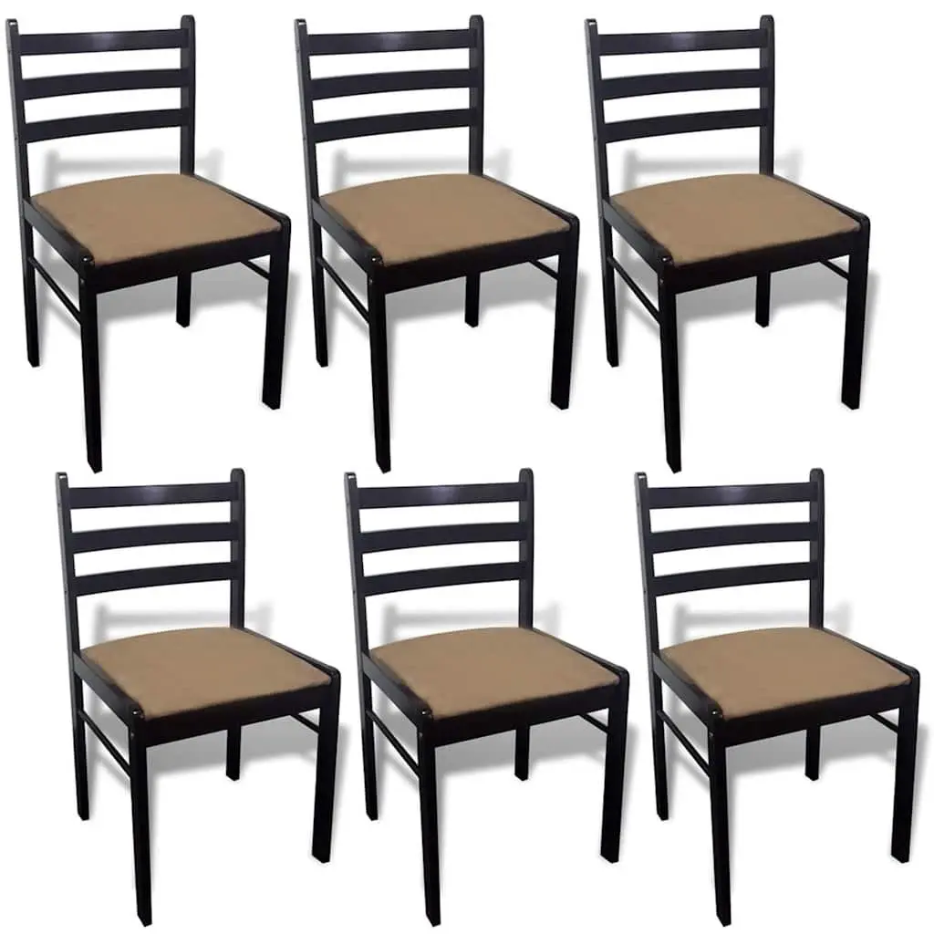 Brown Solid Wood Dining Chairs Set of 6