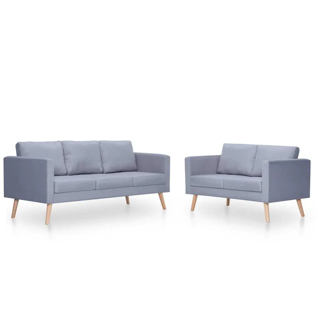 Grey Fabric Sofa Set with Thick Cushions and Strong Frame