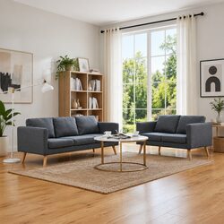 Premium Grey Fabric 2-Seater and 3-Seater Sofa Set