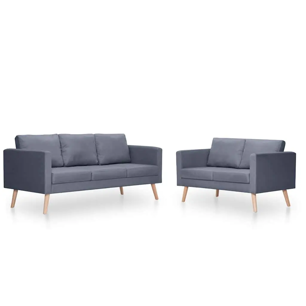 Grey Fabric 2-Seater and 3-Seater Sofa Set