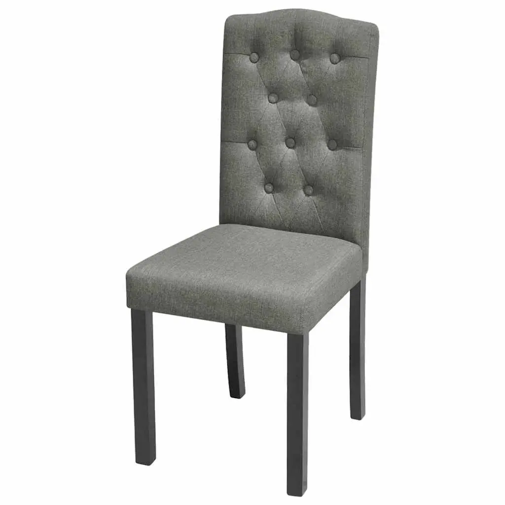 Set of 6 Grey Fabric Dining Chairs with Wooden Legs
