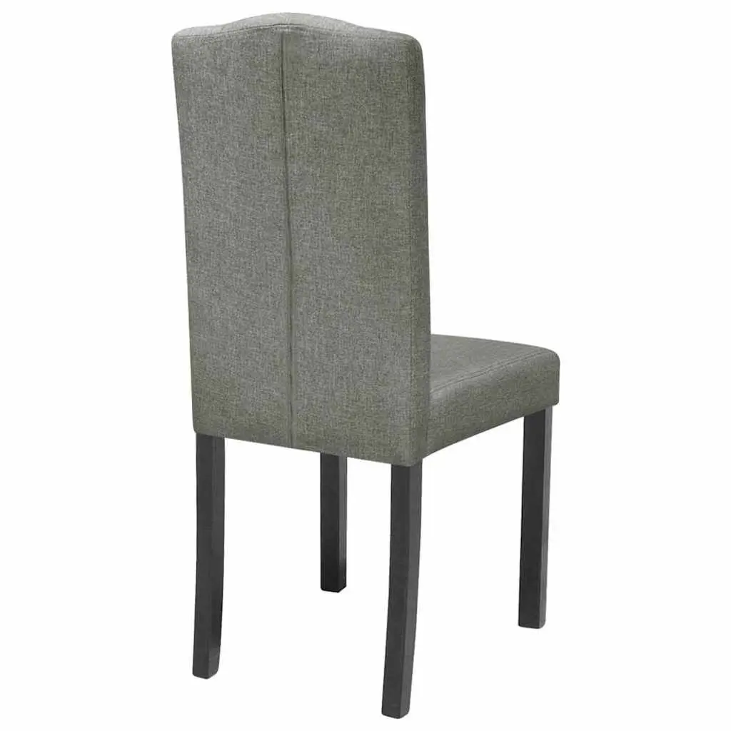 Set of 6 Grey Fabric Dining Chairs with Wooden Legs