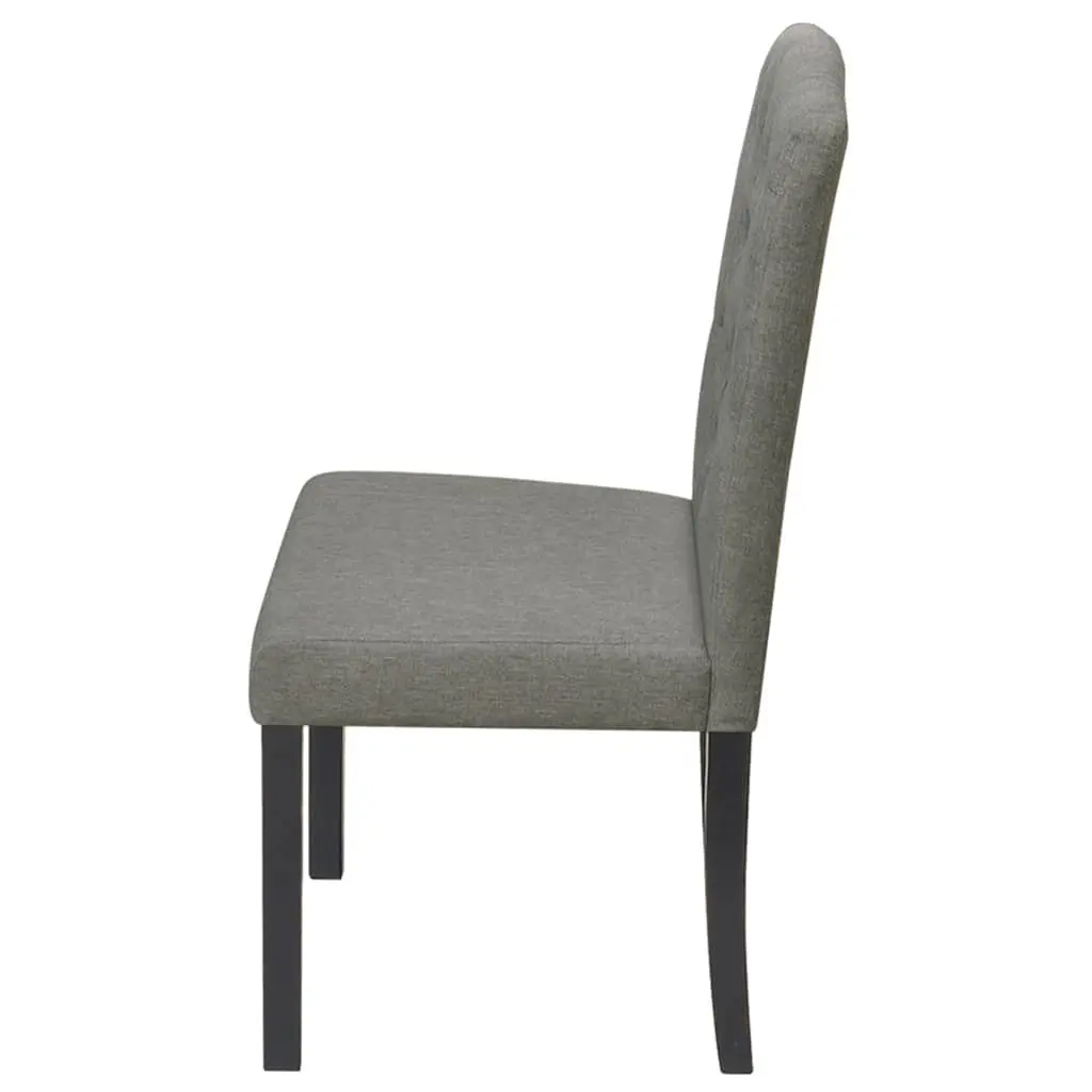 Set of 6 Grey Fabric Dining Chairs with Wooden Legs